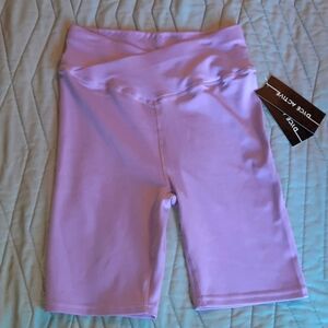 Lavender workout  biker shorts sz med Dyce Active criss cross waist